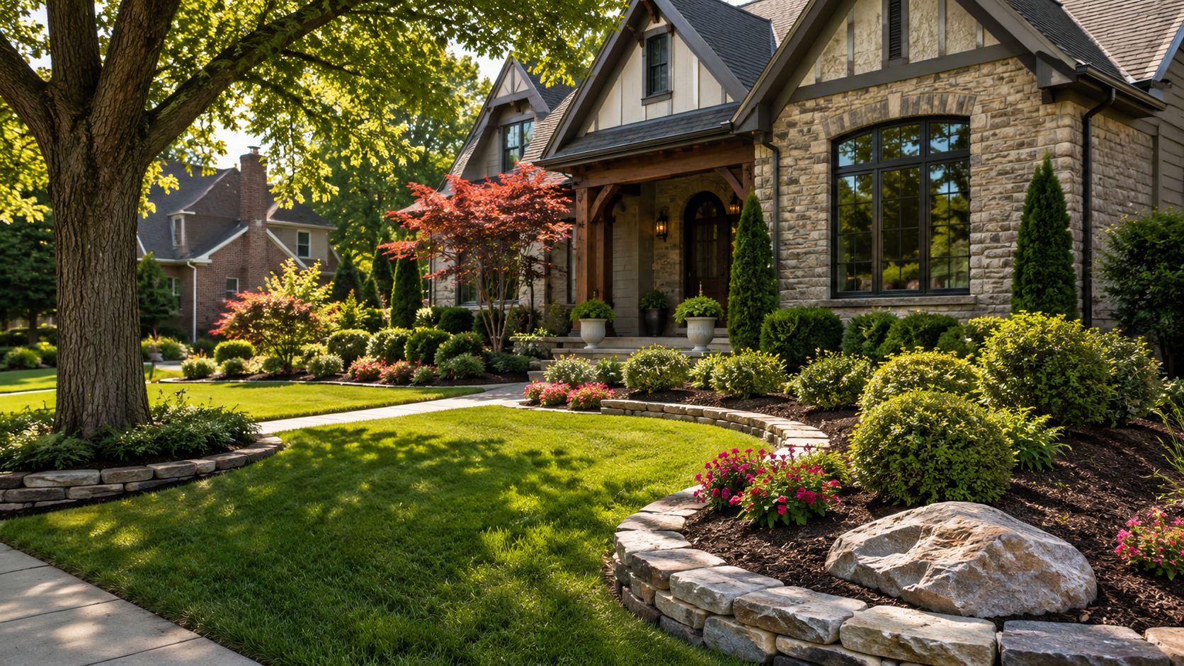Kansas City MO Landscaping Services Landscaping services for a residential front yard in Kansas City, MO by Mountain Landscaping