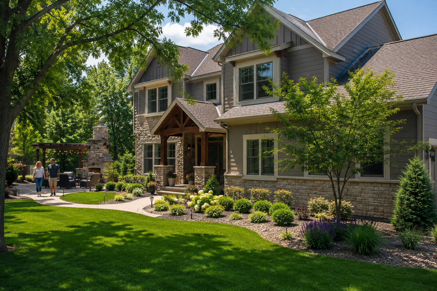 Landscaped Overland Park property with outdoor living area
